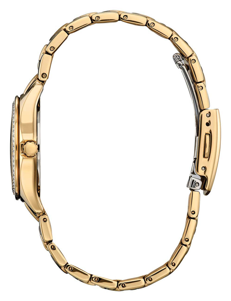 Citizen Eco-Drive Crystal Champagne Dial Gold-Tone SS Bracelet Watch, 30mm