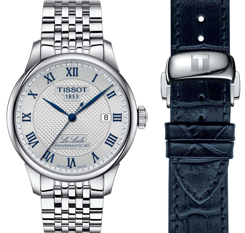Tissot Le Locle Powermatic 80 20th Anniversary Watch Set 39mm with Silver Dial