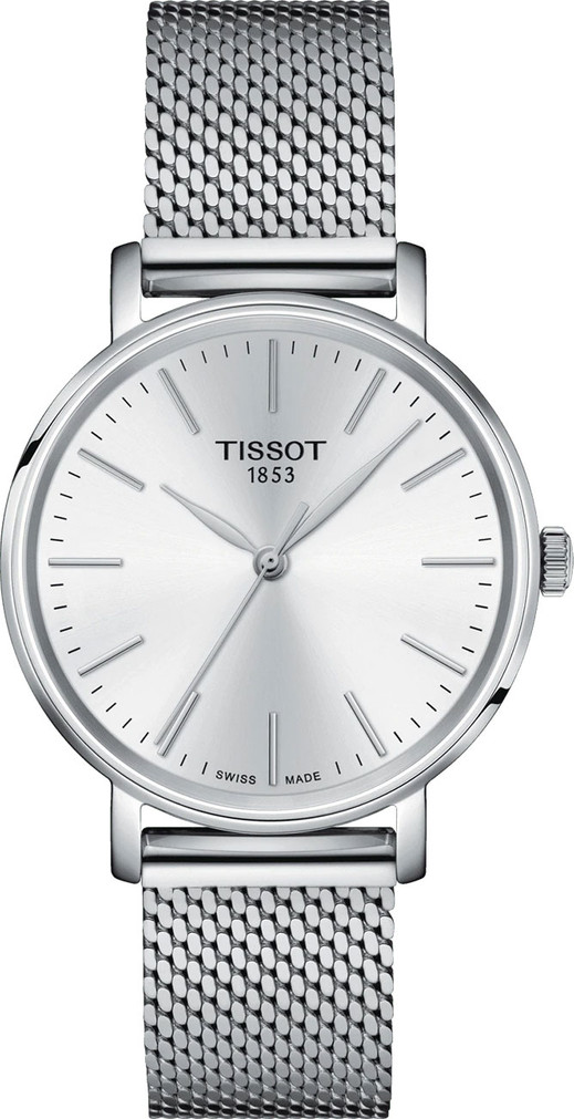 Tissot Everytime Lady Silver Dial  Mesh SS Bracelet Watch, 34mm
