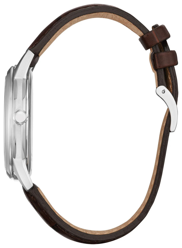 Citizen Classic 40mm Watch with Silver Dial and Brown Leather Strap