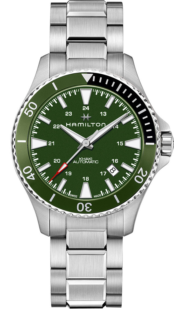 Hamilton Khaki Navy Scuba Auto Green Dial Stainless Steel Bracelet Watch, 40mm