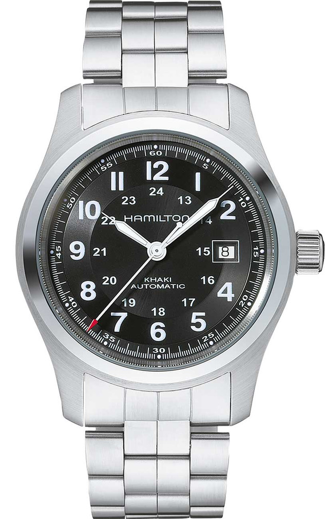 Hamilton Khaki Field Auto Black Dial Stainless Steel Watch, 42mm