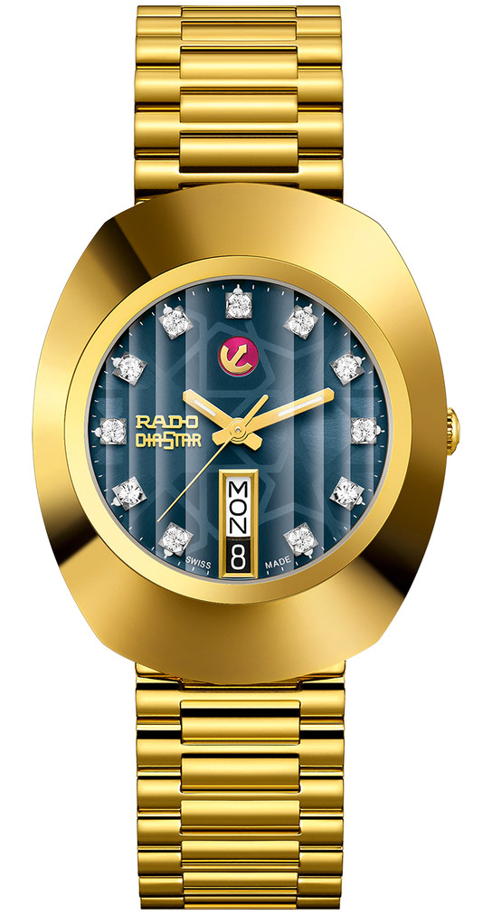 Rado The Original Automatic Blue Dial Gold-Tone Stainless Steel Watch, 35mm