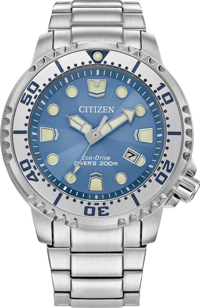 Citizen Eco-Drive Promaster Dive 44mm Watch with Light Blue Dial and Stainless Steel Bracelet