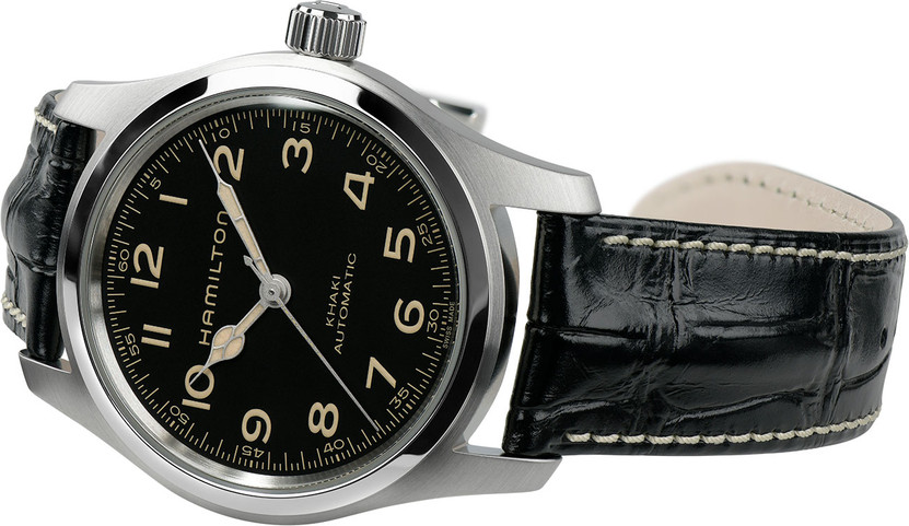 Hamilton Khaki Field Murph Auto Black Dial Leather Strap Watch, 42mm