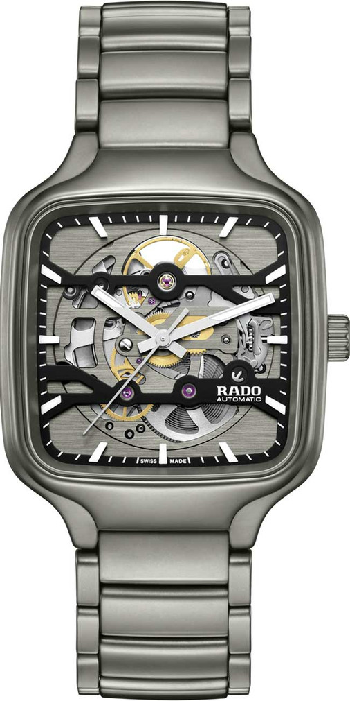 Rado True Square Auto Skeleton Watch 38mm with Grey Dial