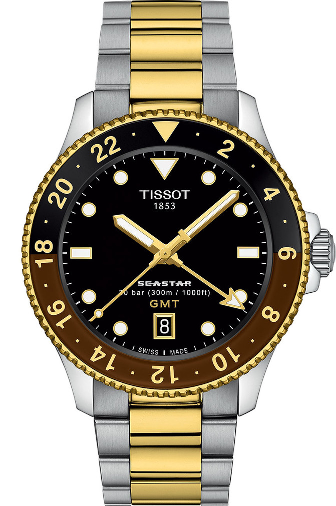 Tissot Seastar 1000 Quartz GMT Watch 40mm with Black Dial