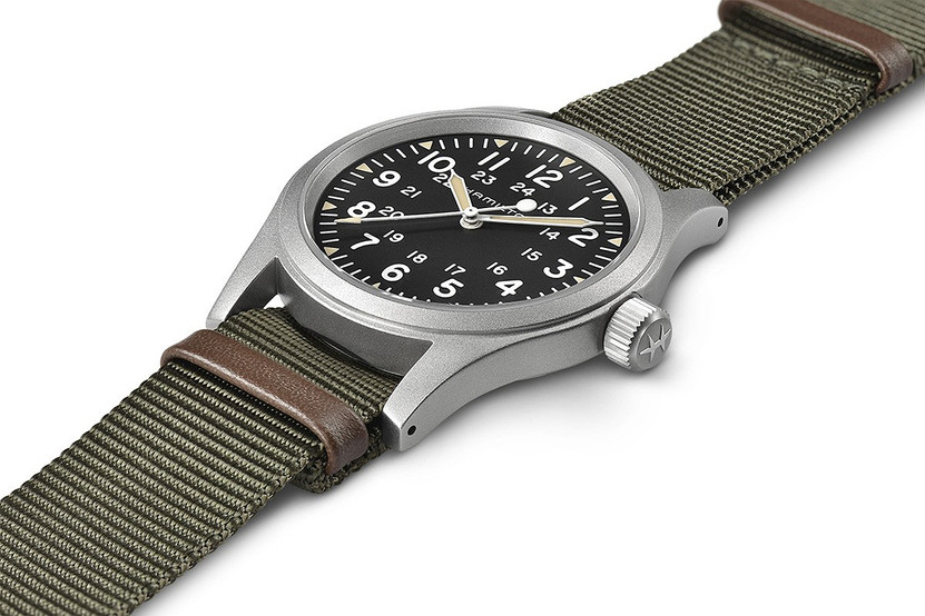 Hamilton Khaki Field Mechanical Black Dial Green Nato Watch, 38mm