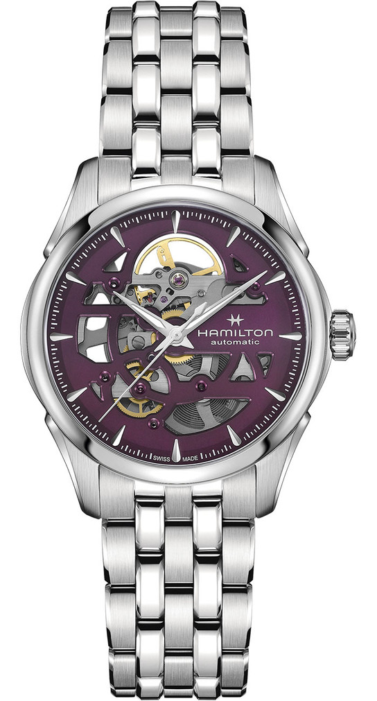 Hamilton Jazzmaster Auto 36mm Watch with Purple Skeleton Dial and SS Bracelet