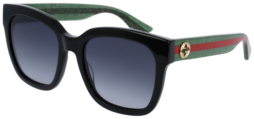 Gucci GG0034SN Square Sunglasses w BlackGreen Frames, 54mm