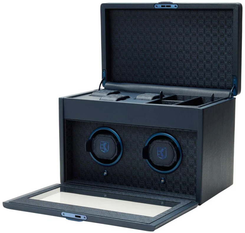 Wolf 1834 Earth Double Watch Winder with Cover in Midnight Blue