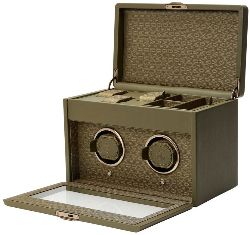 Wolf 1834 Earth Double Watch Winder with Cover in Olive