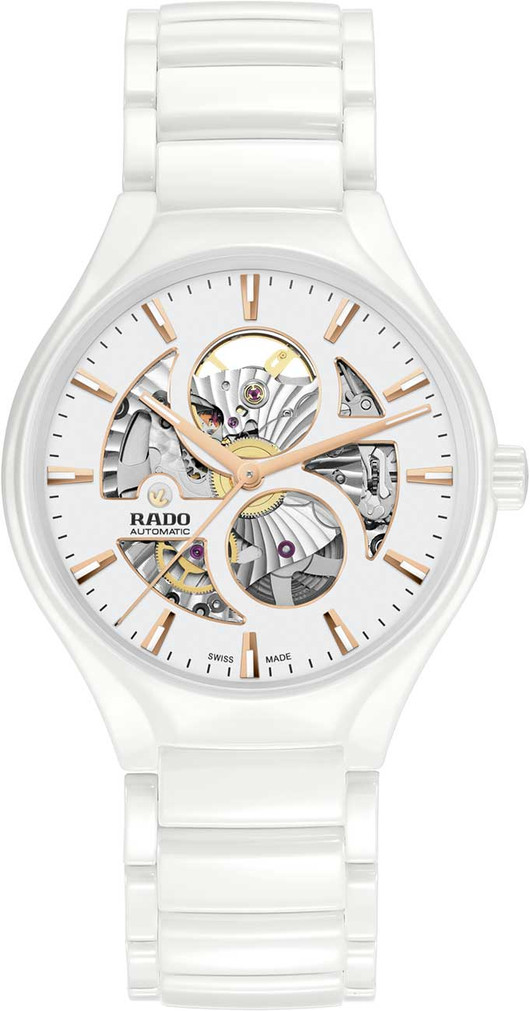 Rado True Round Automatic Open Heart Watch 40mm with White Sunray Dial