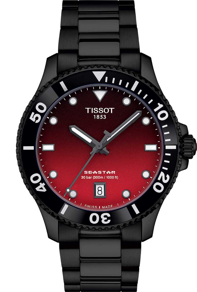 Tissot Seastar 1000 Quartz Watch 40mm with Graded Red-Black Dial