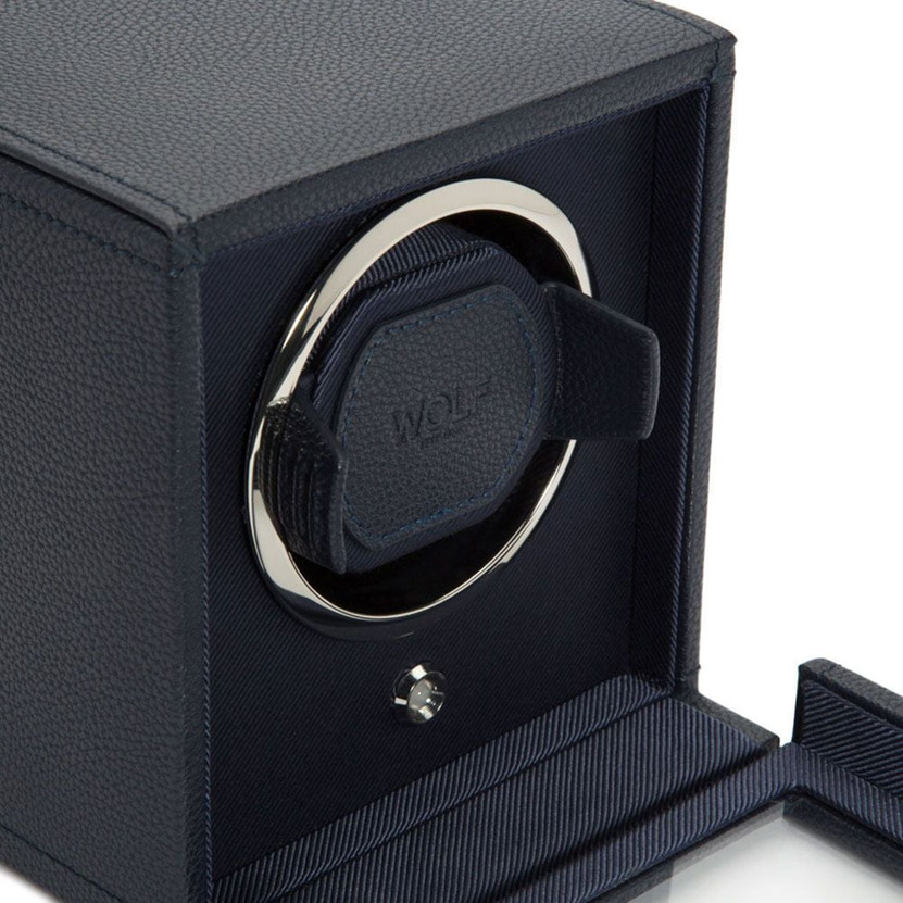 Wolf 1834 Cub Single Watch Winder with Cover in Navy
