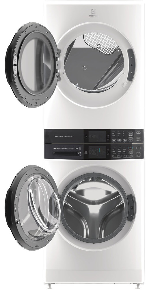 Electrolux Laundry Tower Single Unit Front Load 4.5 Cu. Ft. Washer  8 Cu. Ft. Gas Dryer In White