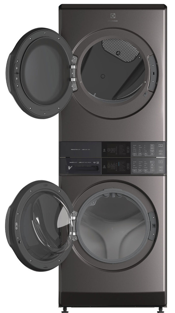 Electrolux Laundry Tower Single Unit Front Load 4.5 Cu. Ft. Washer  8 Cu. Ft. Gas Dryer In Titanium