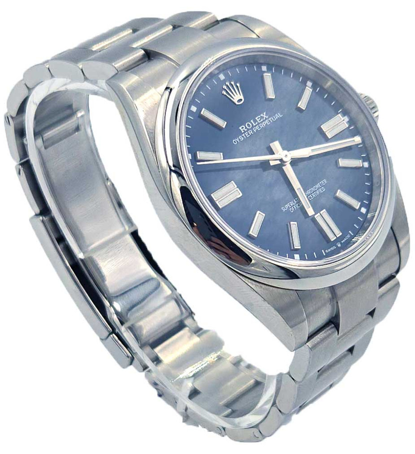 Rolex Pre-Owned Oyster Perpetual Watch 41mm with Bright Blue Dial