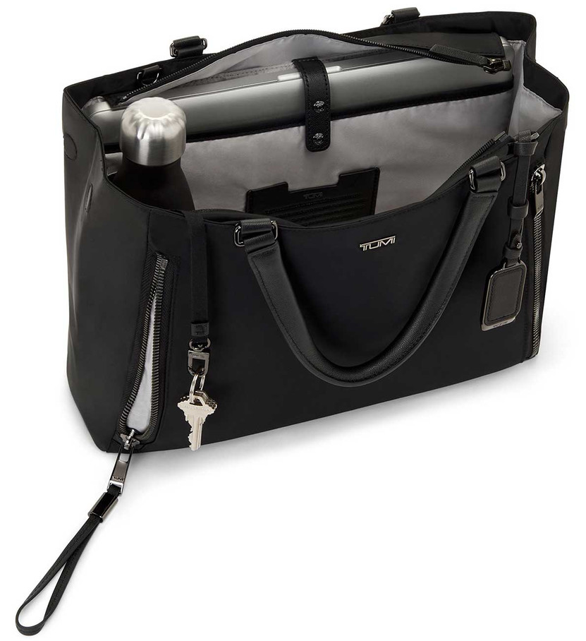 TUMI Voyageur Black  Gunmetal Valetta Medium Tote
