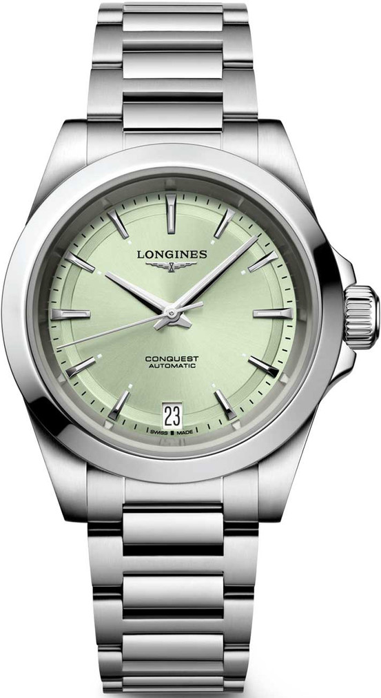 Longines Conquest Watch 34mm with Sunray Green Dial