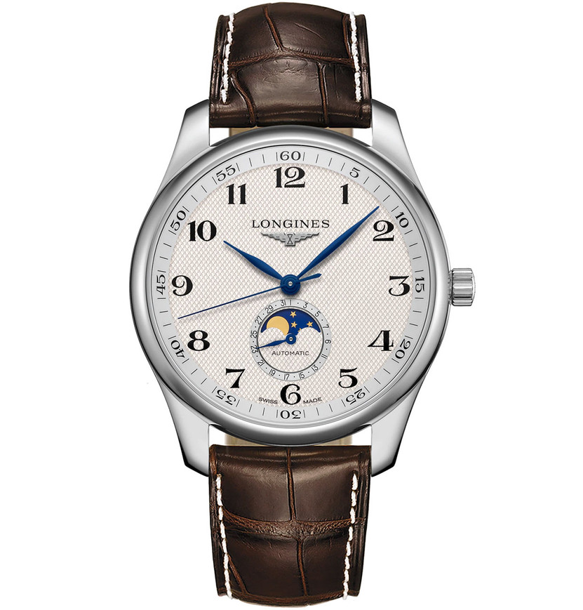 Longines Master Collection Automatic Moonphase Watch, Silver Barleycorn Dial, 42mm