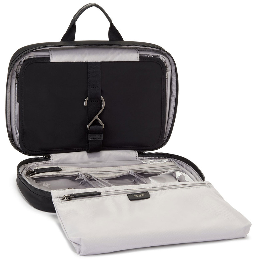 TUMI Voyageur Madeline Cosmetic Bag in Black with Gunmetal