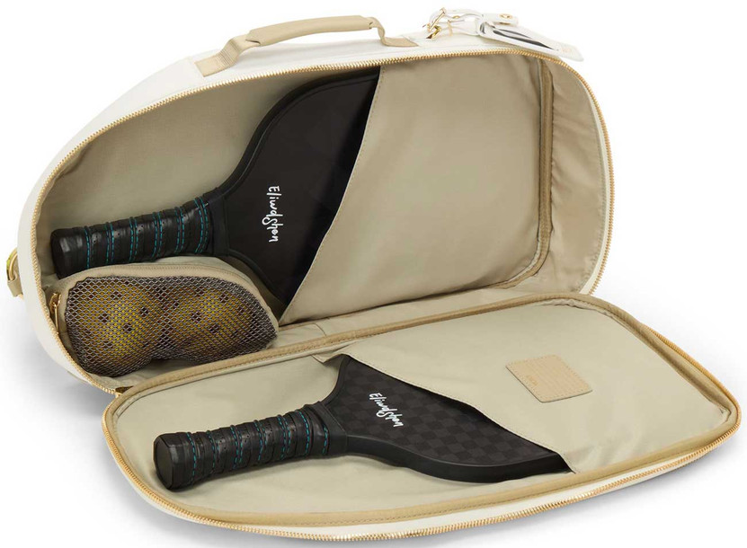 TUMI Sport Pickleball Bag in Off White and Tan