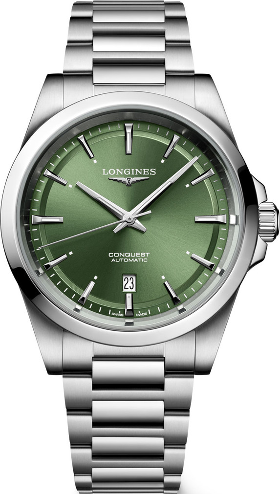 Longines Conquest 2023 41mm Watch with Sunray Green Dial and SS Bracelet