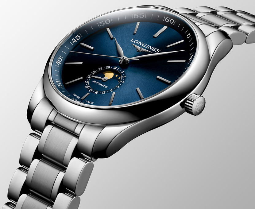 Longines Master Collection 42mm Watch with Blue Dial and Stainless Steel Bracelet