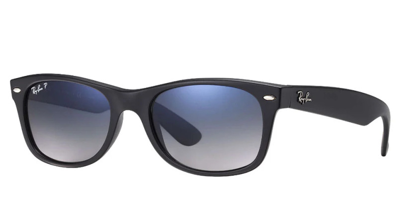 Ray-Ban RB2132 New Wayfarer Matte Black Polarized Sunglasses, 55mm