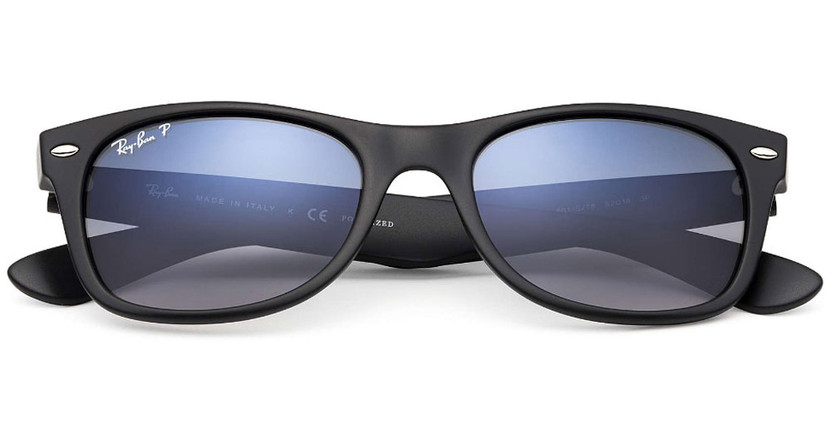 Ray-Ban RB2132 New Wayfarer Matte Black Polarized Sunglasses, 55mm