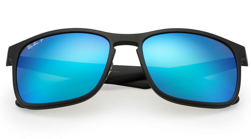 Ray-Ban RB4264 Square Polarized Blue Mirror Chromance Sunglasses, 58mm