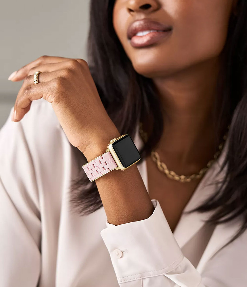 Michele 5-Link Silicone Apple Watch Band in Peony