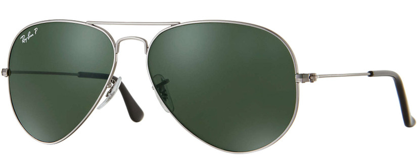 Ray-Ban Aviator Classic Polarized Sunglasses, Gunmetal Frames, 58mm