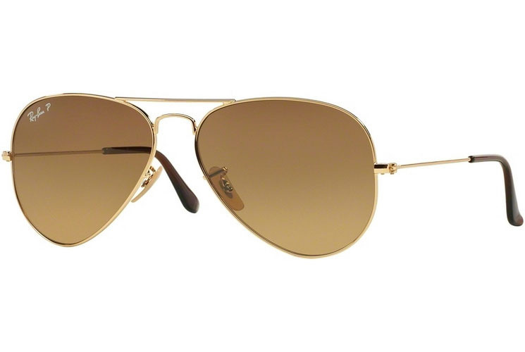 Ray-Ban Aviator Gradient Polarized Sunglasses, Gold Frames, 58mm