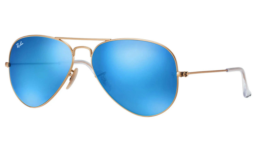 Ray-Ban Aviator Blue Flash Lenses Sunglasses, Matte Arista Frames, 62mm