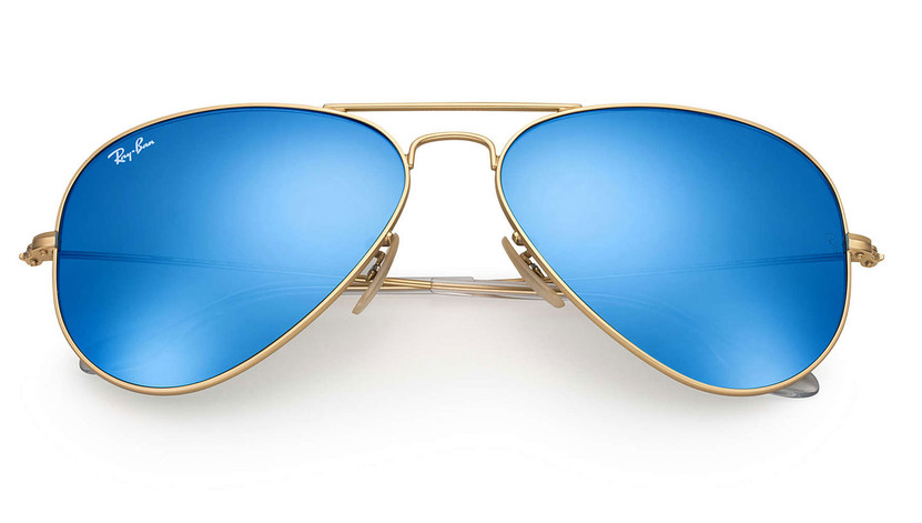 Ray-Ban Aviator Blue Flash Lenses Sunglasses, Matte Arista Frames, 62mm