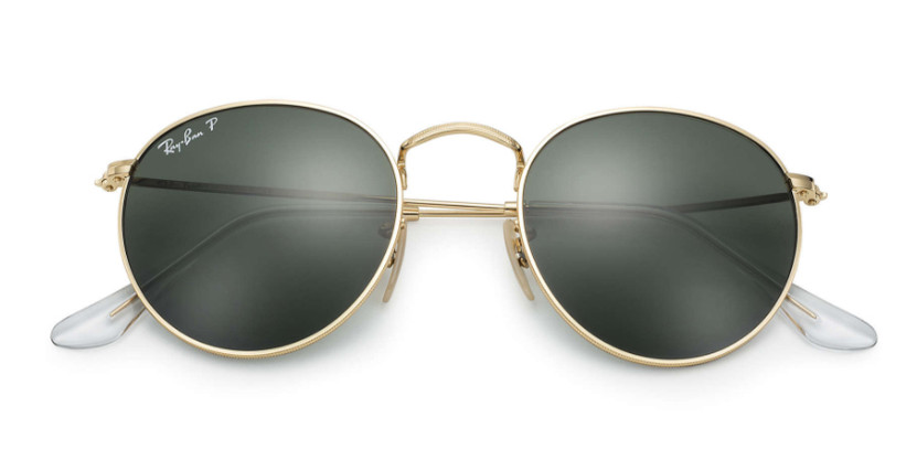 Ray-Ban Round Metal Polarized Sunglasses, Matte Arista Frames, 50mm