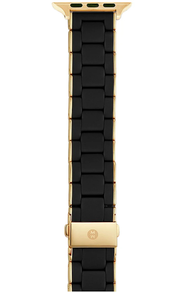 Michele 384041mm  424445mm Black And Gold-Tone Silicone-Wrapped Apple Watch Bracelet Band