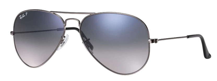 Ray-Ban Aviator Gradient BlueGrey Polarized Sunglasses, Gunmetal Frames, 58mm
