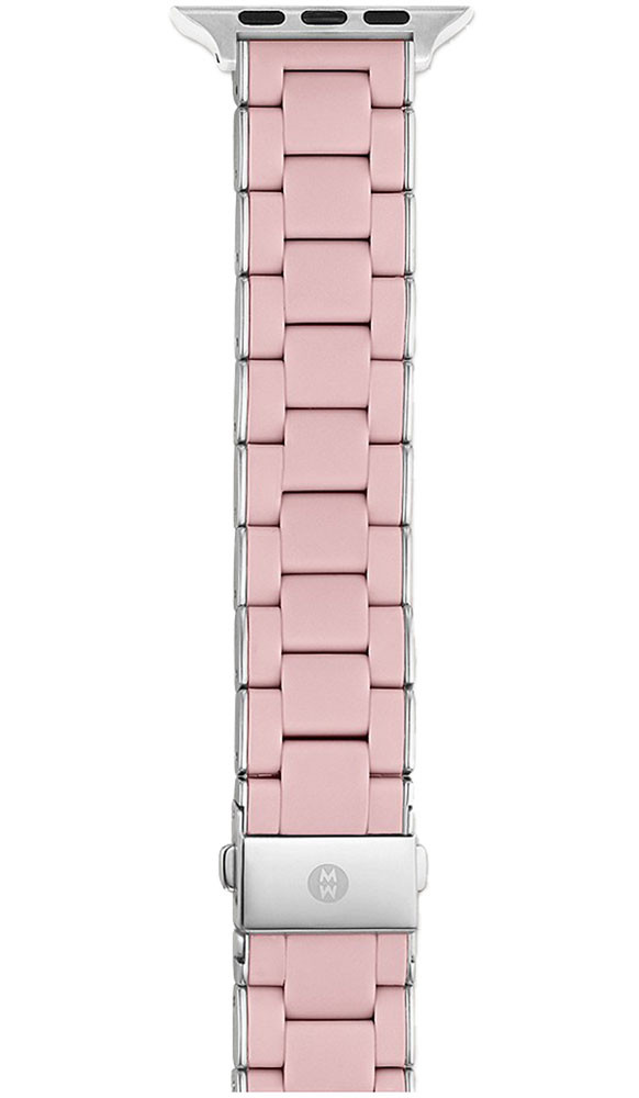 Michele 384041mm  424445mm Barely PinkStainless Steel Silicone-Wrapped Apple Watch Bracelet Band