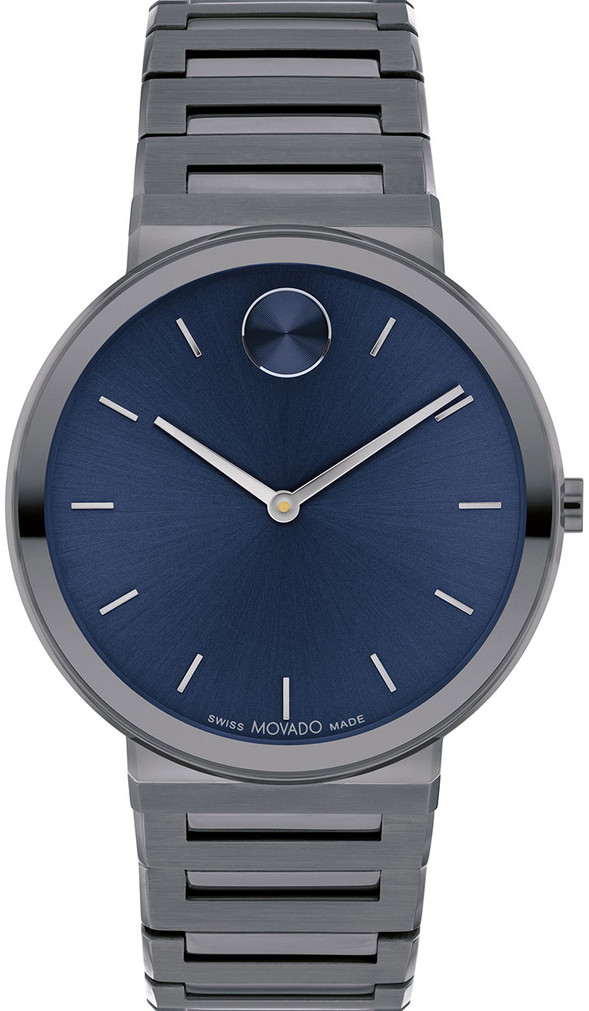 Movado BOLD Horizon 40mm Watch with Blue Dial and Gray Ion-Plated Stainless Steel Bracelet