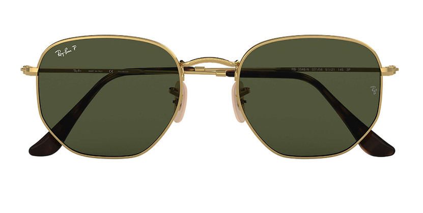 Ray-Ban Hexagonal Polarized Sunglasses, Green Lenses, 51mm