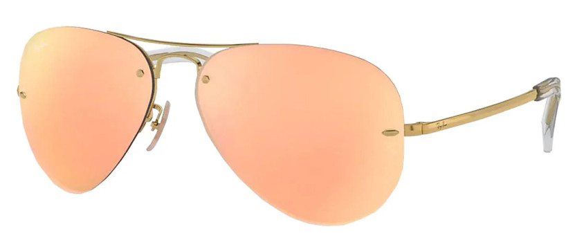 Ray-Ban RB3449 Aviator Sunglasses, Copper Mirror Lenses, 59mm