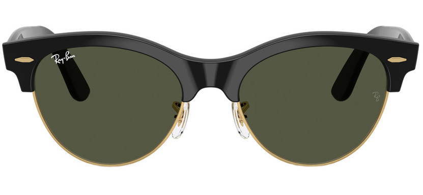 Ray-Ban Clubmaster Way Sunglasses 51mm in Black and Gold with Green Lenses