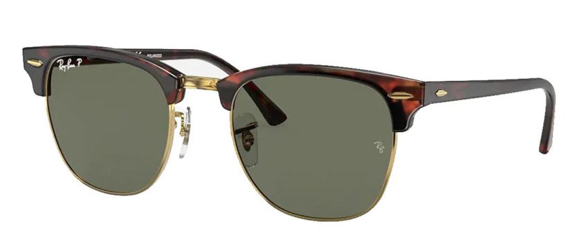 Ray-Ban Clubmaster Polarized Sunglasses, Red Havana Frames, 55mm