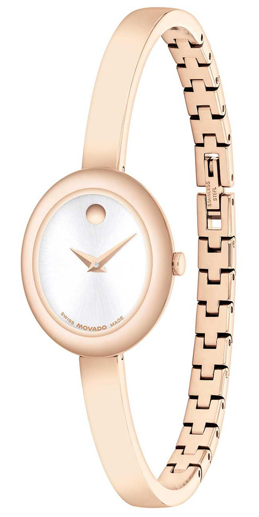 Movado Museum Bangle Watch 21.5mm X 25.5mm with Silver White Sunray Dial