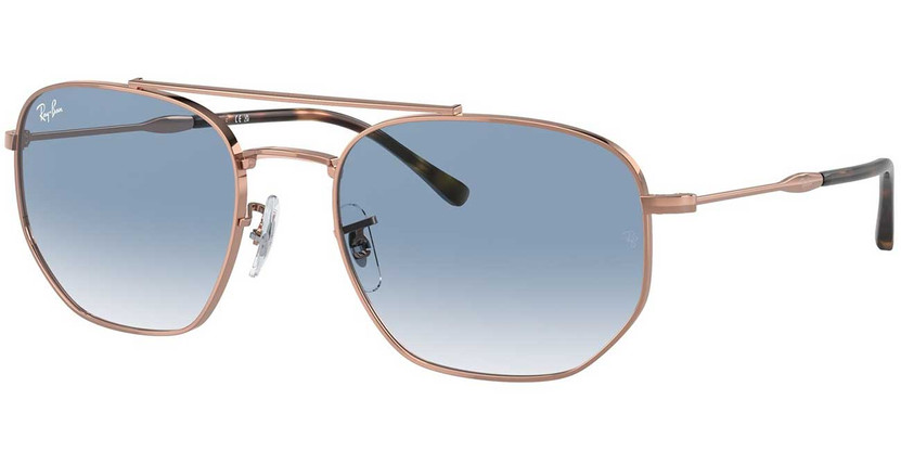Ray-Ban RB3707 Sunglasses 57mm in Rose Gold with Blue Lenses