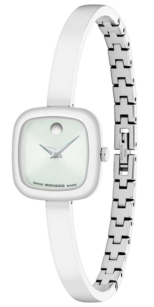 Movado Museum Bangle Watch 21.5mm with Light Sage Green Sunray Dial