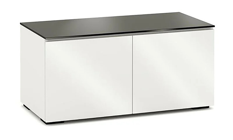 Salamander Designs Chameleon Miami 221 White w Black Glass Top AV Cabinet